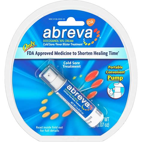 Abreva Docosanol 10 Percent Cold Sore And Fever Blister Treatment Cream