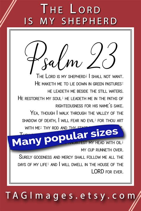 Psalm 23 Instant Download Printable Art Christian Bible Wall Art Old