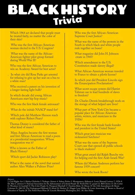 Funny Black Trivia Questions And Answers Printable In 2021 Trivia