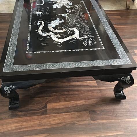 Vintage Asian Black Lacquer And Abalone Coffee Table Chairish