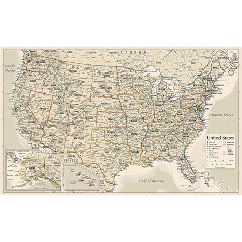 Buy Antique Style Usa Map Wall Chart Map Of The United States Of
