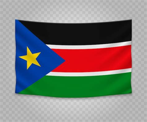 3d banderín realista con la bandera de sudán vector premium