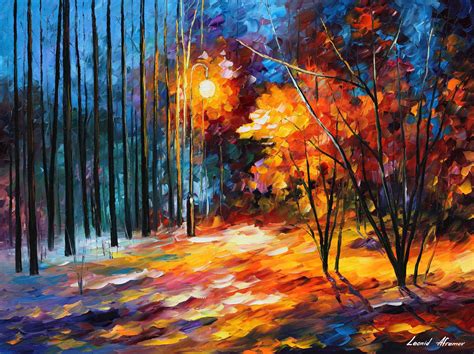 Shadows On Snow — Palette Knife Oil Painting On Canvas By