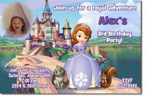 See more party ideas and share yours at catchmyparty.com #catchmyparty #partyideas #princessparty #princesscookies #sofiathefirst. Sofia the First Birthday Invitations by uPRINTinvitations on Zibbet