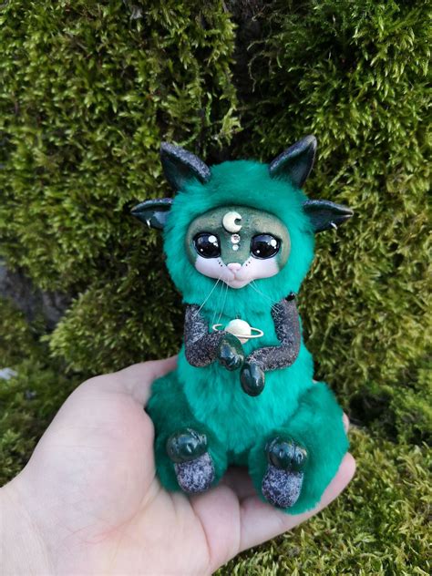 Emerald Fantasy Creature Toy Ooak Art Doll Animal Handmade Etsy