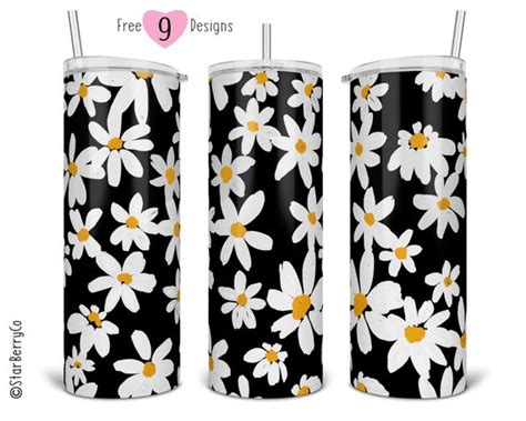 20 Oz Daisy Tumbler Wrap Wrap Background PNG Seamless Floral Etsy