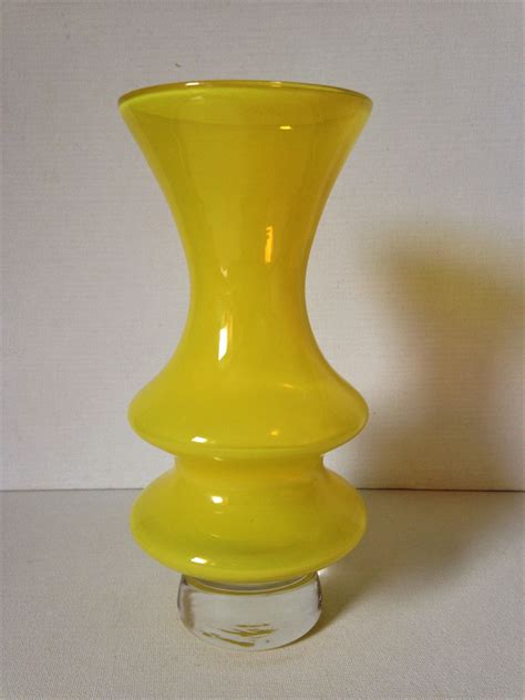 Vintage Yellow Glass Vase Yellow Glass Vase Glass Glass Vase