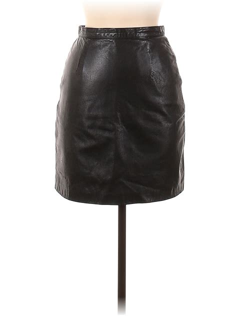 Tannery West 100 Leather Solid Black Leather Skirt Size 8 86 Off