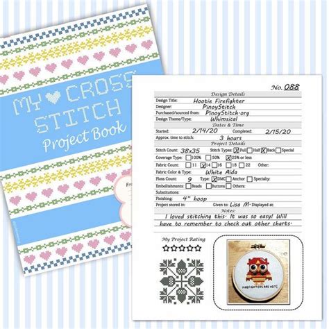 Cross Stitch Project Book Journal Xstitching Embroidery Detail Sheet