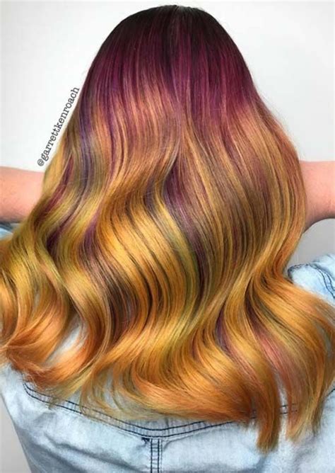 Spring Hair Colors Ideas And Trends Vivid Sunflower Orange Violet Hair