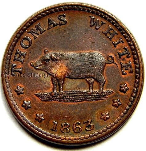 Why your wheat pennies could be worth a lot of money. 1863 "Thomas White" Hog Butcher US Civil War Token! sku #JN1 eBay item number: 201733703035 ...