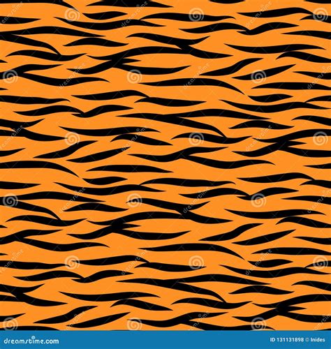 Tiger Stripes Seamless Vector Pattern Black And Orange Background Print