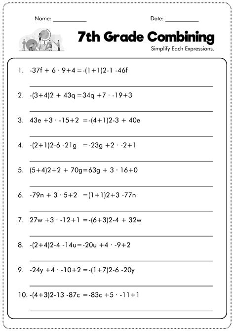 12 Best Images Of 6th Grade Combining Like Terms Worksheet