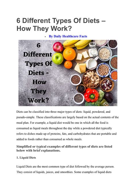 6 Different Types Of Diets How They Work By Daily Healthcare Facts