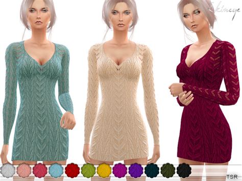 V Neck Knit Dress By Ekinege At Tsr Sims 4 Updates