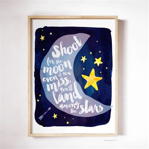 Shoot For The Moon Nursery Art Print For Baby Girl Nutmegaroo