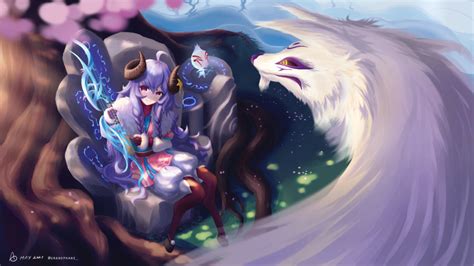 Kindred League Of Legends Lamb League Of Legends Spirit Blossom Kindred Wolf League Of