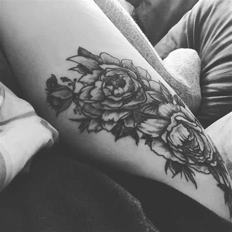 Beautiful Peony Thigh Tattoo Peonies Art Tattedup Woman Flower