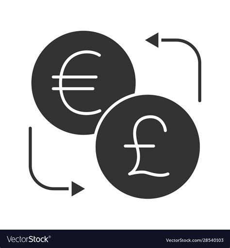 Euro And British Pound Currency Exchange Glyph Vector Image