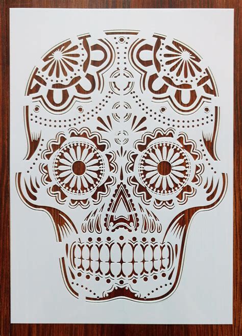 Day Of The Dead Skull Stencil Mask Reusable A4 Mylar Sheet For Etsy