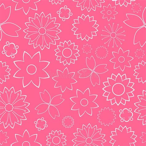 Pink Flowers Seamless Pattern Stock Vector Illustration Of Nature