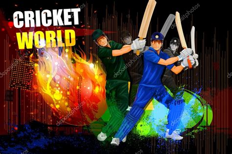 Player In Cricket Championship Background Stock Vector Image By