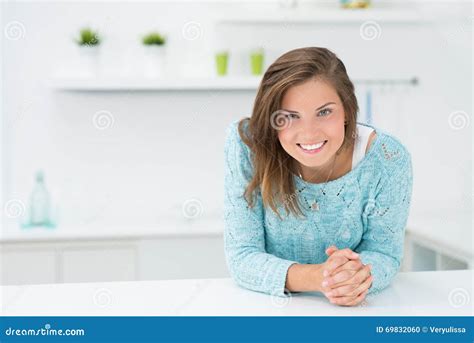 Beautiful Girl In The Kitchen Stock Photo Image Of Fresh Room 69832060