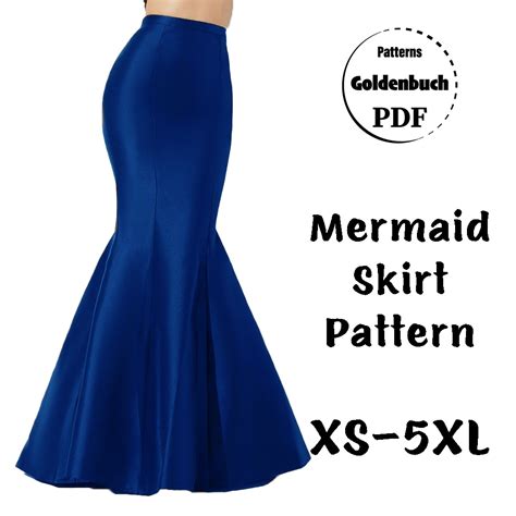 Mermaid Skirt Pdf Sewing Pattern Fishtail Skirt High W Goldenbuch Pdf