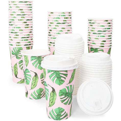 48 Pack 16 Oz Disposable Paper Coffee Cups With Lids Insulated For