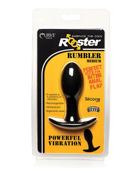 Curve Novelties Rooster Rumbler Vibrating Silicone Anal Plug Black