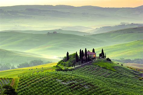 Tuscany Italy Hills Meadows House Tuscan Landscape Hd