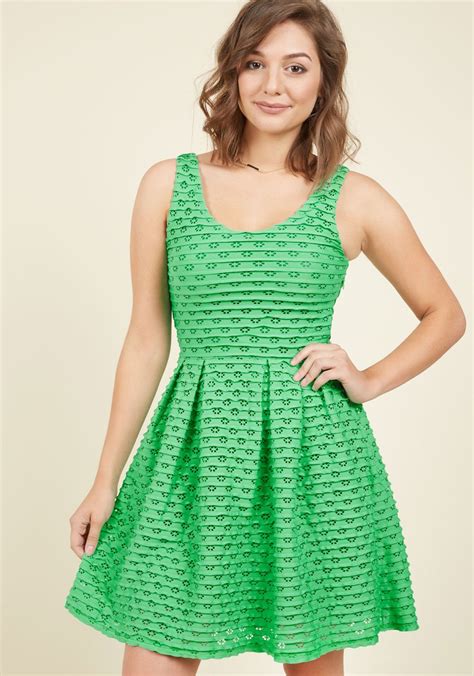Learn The Yard Way Dress In Clover Let This Grass Green Frock Help You