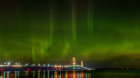 Northern Lights Over Mackinac Bridge Backiee
