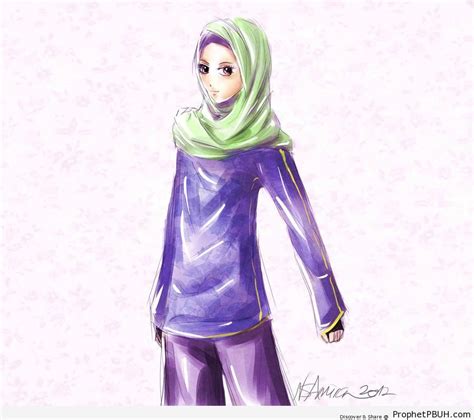 Posing Anime Hijabi Girl Drawings Prophet Pbuh Peace Be Upon Him