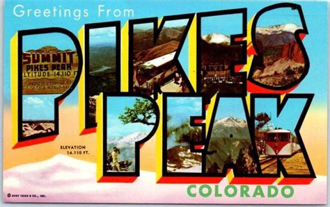Pikes Peak Colorado Large Letter Postcard Curteich Chrome Summit