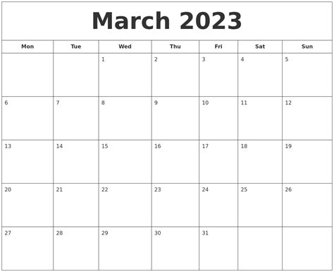 Printable March 2023 Calendar Free 12 Templates Ariaatr Photos