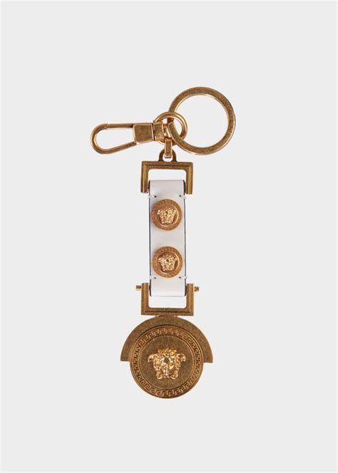 Medusa Icon Leather Keychain White Key Chains With Images Leather