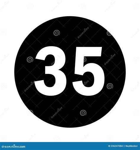 Number 35 Logo With Black Circle Background Stock Vector Illustration