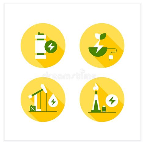 Energy Flat Icons Set Stock Vector Illustration Of Sources 223024893