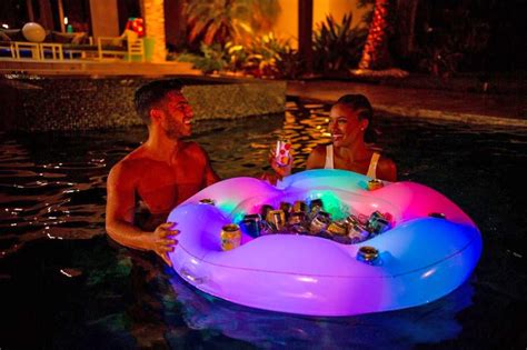 This Led Illuminated Floating Bar For The Pool Is Perfect For Night Swims