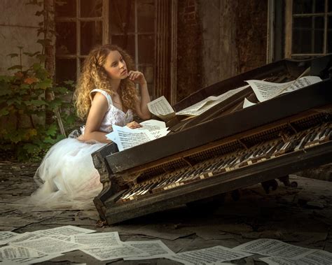 Wallpaper Blonde Girl Piano Music X Hd Picture Image