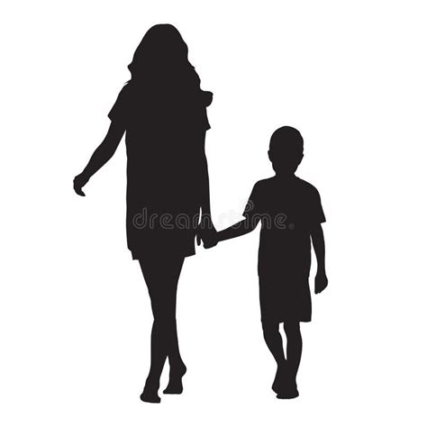 silhouette mother and son stock vector illustration of outline 2467255