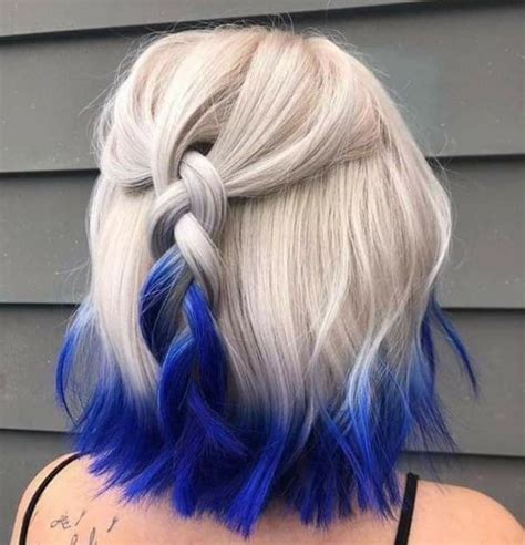 Blonde Hair Dip Dyed Blue