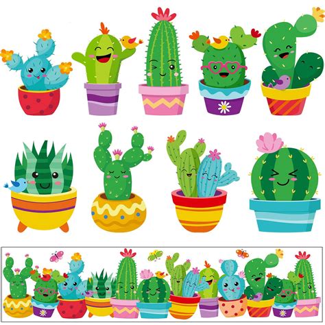 Buy 67 Pieces Cactus Theme Bulletin Board Decoration Cactus Cutouts