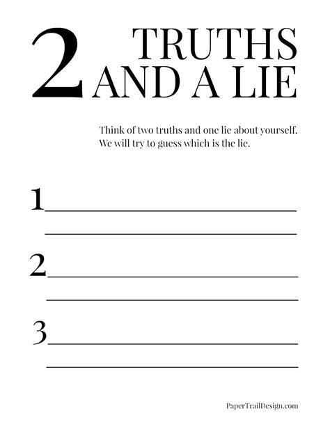 Two Truths And A Lie Worksheet Printable Peggy Worksheets 17442 Hot Sex Picture