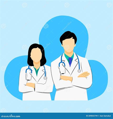 Male And Female Portrait Medical Doctor Flat Design Stock Vector