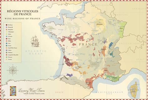 French Wine Regions Maps Hand Crafted Illustration Cellartours