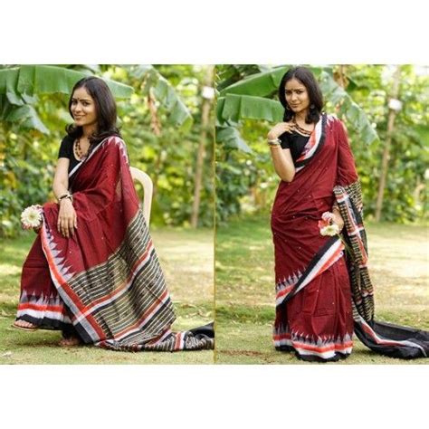 Buy Ikat Saree Triranga Maroon Sambalpuri Cotton Pc 20961 Saree Sambalpuri Saree Cotton