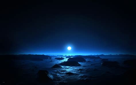 Moon Nature Moonlight Night Rock Beach Water Wallpapers Hd