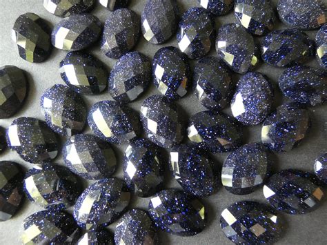 18x13mm Blue Goldstone Cabochon Faceted Synthetic Oval Etsy